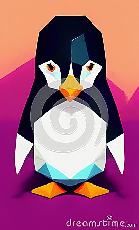 Low poly penguin - stylized digital art Stock Photo