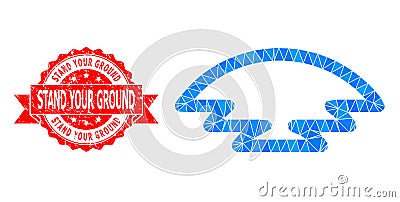 Grunge Stand Your Ground Stamp Seal And Ice Hill Polygonal Mocaic Icon Vector Illustration