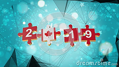 Low Poly for Puzzle to Canada Flag for New Years 2019 Stock Photo