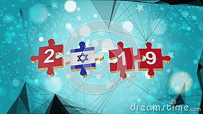 Low Poly for Puzzle to Israel Flag for New Years 2019 Stock Photo