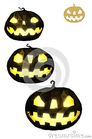 Low poly set with popular holiday halloween attributes Stock Photo