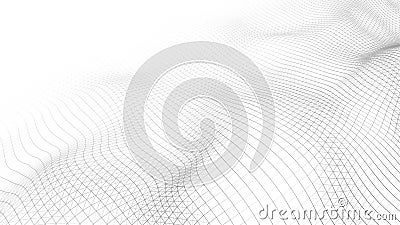 Low poly shape with connecting black dots and lines on light background.Abstract polygonal white space background . Dynamic Stock Photo