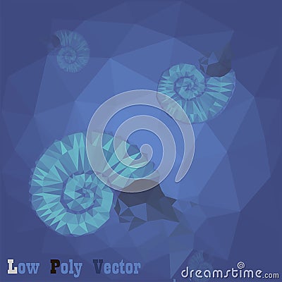Low poly shell nautilus in ocean Vector Illustration