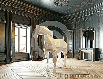 Low-poly style horse Stock Photo