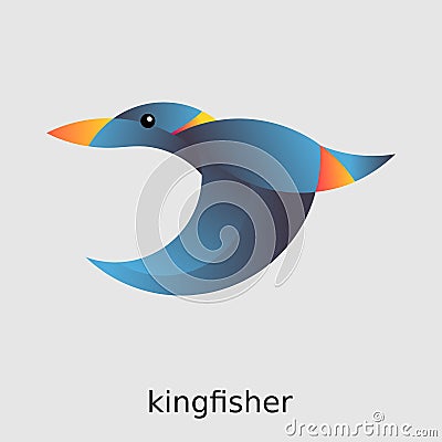 Blue bird logo Kingfisher Vector Illustration