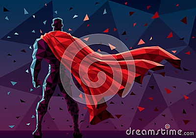 Low Poly Superhero Vector Illustration