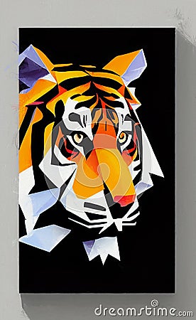 Low poly tiger - digital art Stock Photo