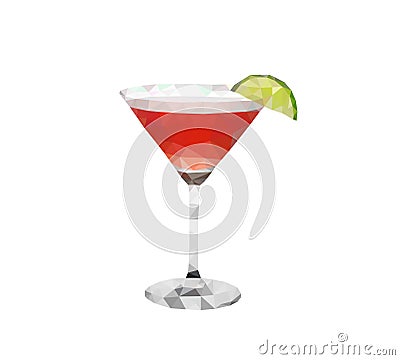 Low poly vector cocktail. Polygon cocktail icon. Vector Illustration