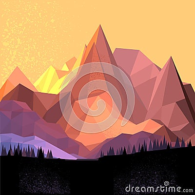 Low Poly Vector Mountain Vector Illustration