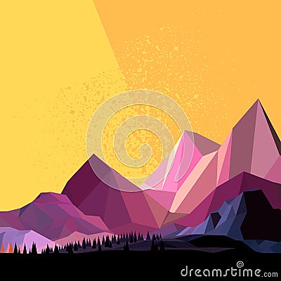 Low Poly Vector Mountain Vector Illustration