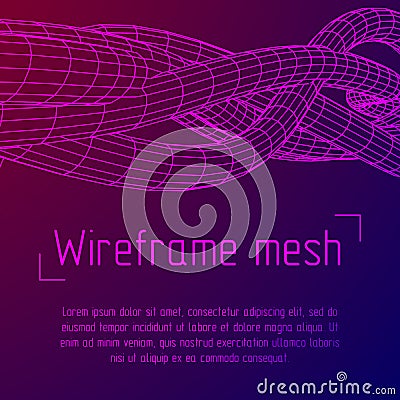 Low poly vein or wire wireframe mesh background. Vector Illustration