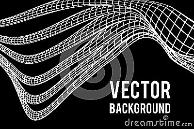 Low poly vein or wire wireframe mesh background. Vector Illustration