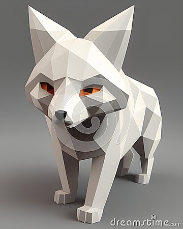 Model of a low poly white fox Stock Photo