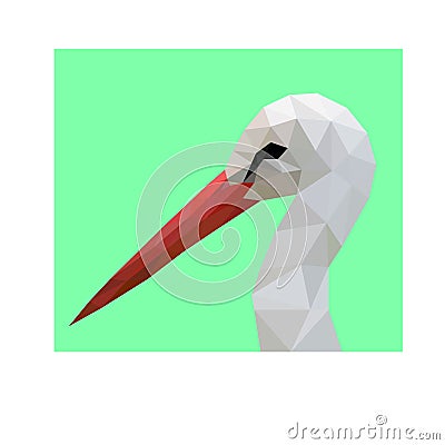 Low poly wild vector stork Vector Illustration