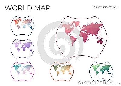 Low Poly World Map Set. Vector Illustration