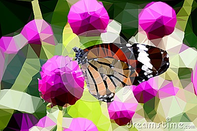 Low polygon butterfly Stock Photo