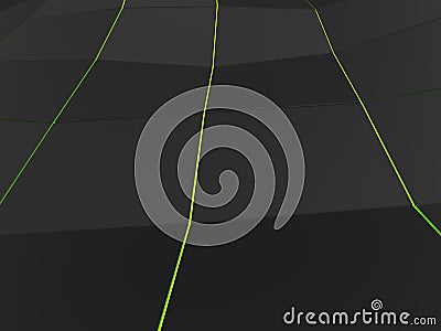 Low polygon dark background with three green lines Stock Photo