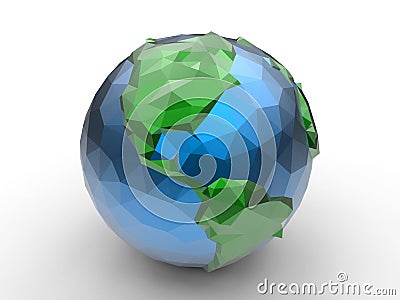 Low polygon earth illustration - America Cartoon Illustration