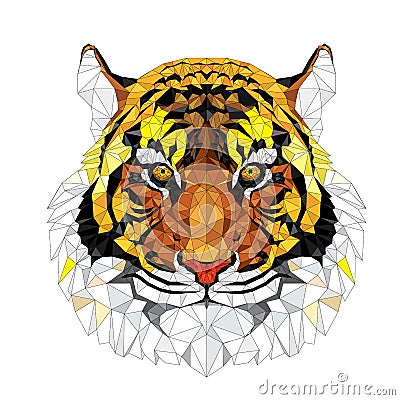 Low polygon Tiger geometric pattern - Vector illustration Vector Illustration