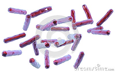 Low-polygonal bacteria Mycobacterium tuberculosis isolated on white background Cartoon Illustration