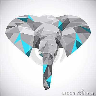 Low polygonal elephant head in popular style Vector Illustration