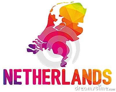 Low polygonal map of the Netherlands Nederland, Kingdom of the Vector Illustration