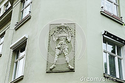 Low relief of the eastern warrior. Editorial Stock Photo