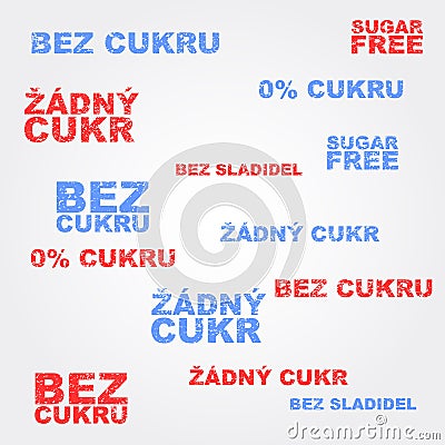 Low sugar labels in Czech Language Vector Illustration