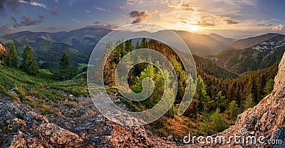 Low Tatra mountain summer landscape. meadow with huge stones among the grass Stock Photo