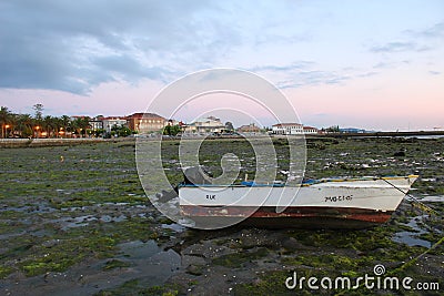 Low tide in Cambados Spain Stock Photo