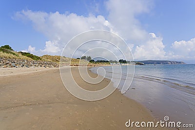 Low tide on an almost deserted beach in Abersoch, Gwynedd Stock Photo