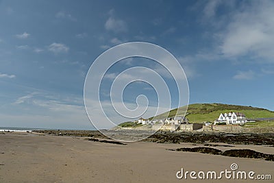 Low tide on beach at Croyde, North Devon Stock Photo