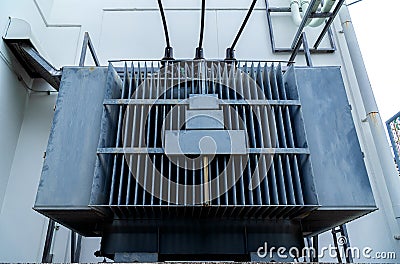 Large transformers for supplying electricity. Stock Photo