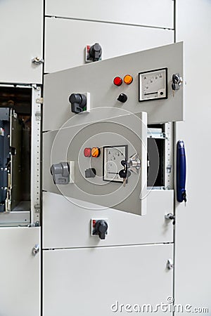 Low-voltage cabinet for power and distribution electricity Stock Photo