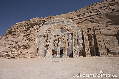 Panoramic view of the small Temple of Nefertari in Abu Simbel, Egypt Stock Photo