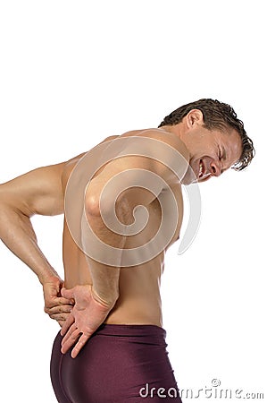 Lower back injury Stock Photo