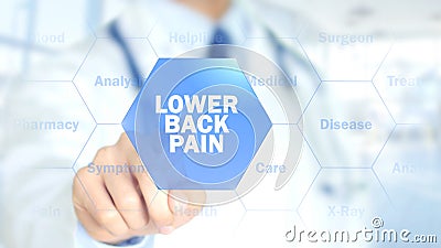 lower back pain, Doctor working on holographic interface, Motion Graphics Stock Photo