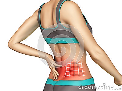 Lower back pain Cartoon Illustration