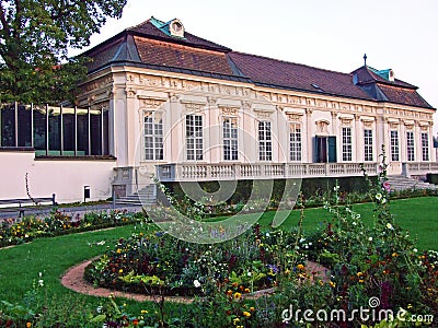 The Lower Belvedere and Orangery or Orangery in the Lower Belvedere Orangerie, Prunkstall-Mittelalter, Wien - Vienna, Austria Stock Photo