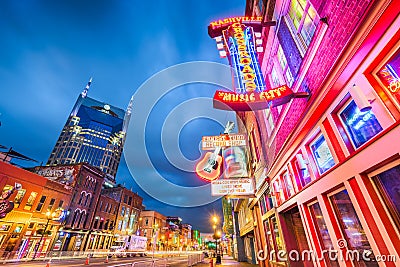 Lower Broadway Honky Tonks Nashville, Tennessee Editorial Stock Photo