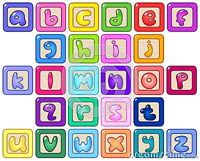 Lower case alphabet blocks Vector Illustration