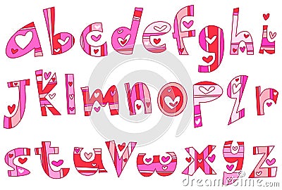 Lower case love alphabet Vector Illustration