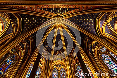 Lower chapel ceiling, Sainte Chapelle, Paris, France Stock Photo
