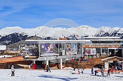 Lower Chenus lift station. Ski Resort Courchevel 1850 m Editorial Stock Photo