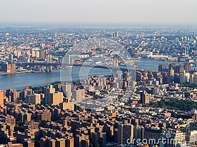 The Lower East Side and the Williamsburg Bridge in New York Stock Photo