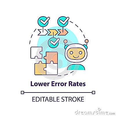 Lower error rates concept icon Vector Illustration