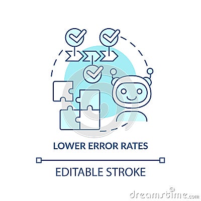 Lower error rates turquoise concept icon Vector Illustration