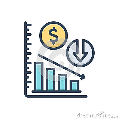 Color illustration icon for Lower, decreased and downward Cartoon Illustration