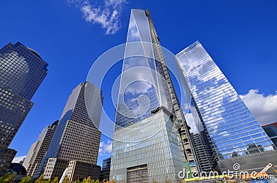 Lower mahattan and One World Trade Center or Freedom Tower Editorial Stock Photo