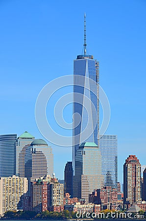 Lower mahattan and One World Trade Center Editorial Stock Photo